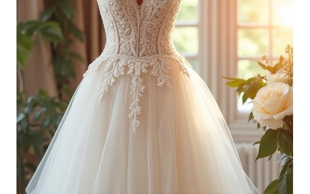 Une magnifique robe de mariée fluide avec des détails délicats.