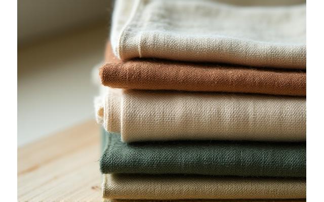 Des tissus durables avec des textures naturelles et des couleurs terreuses.